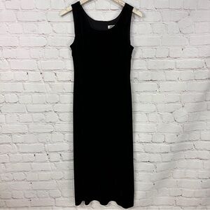 Witchycore Whimsigoth Dress maxi 10 Black Sleeveless Crushed Velvet Midi stretch